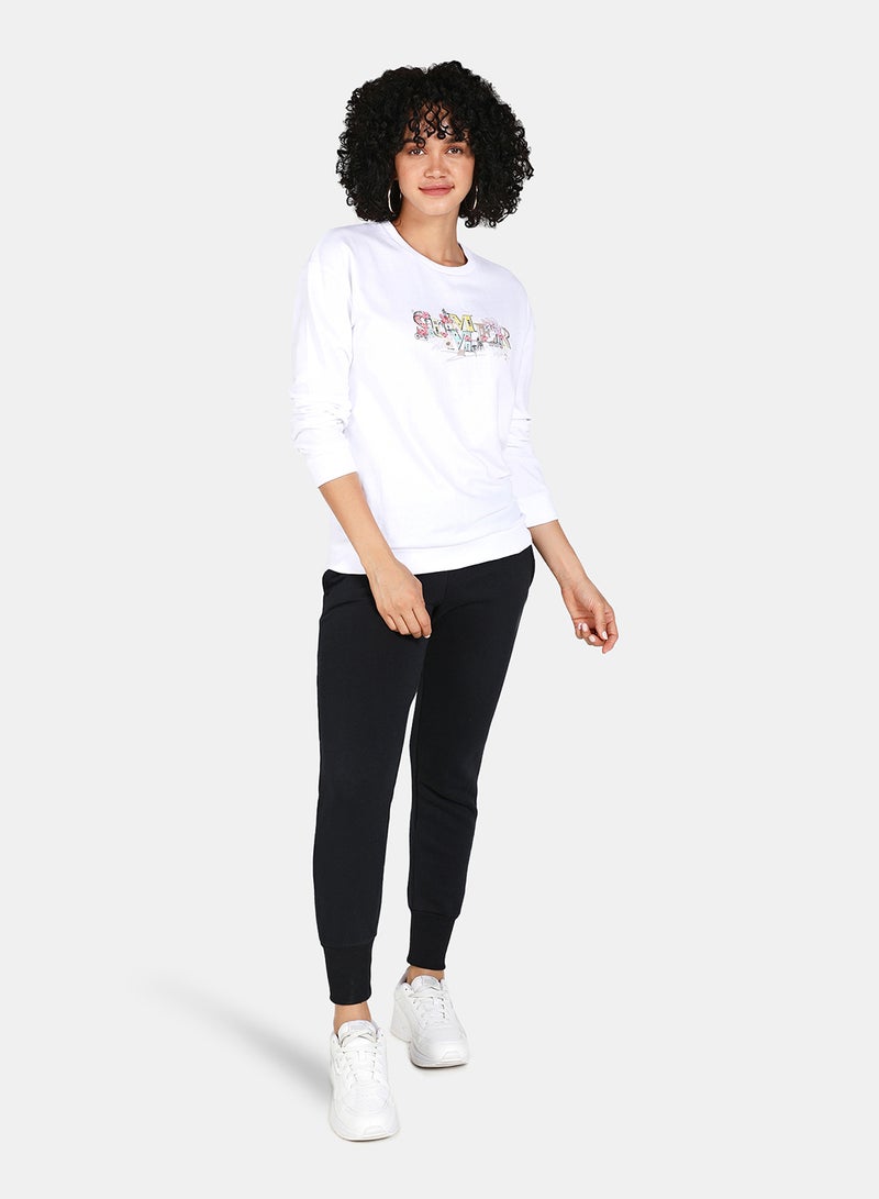 DRIP Crew Neck Casual Printed Sweatshirt White  - Image 3