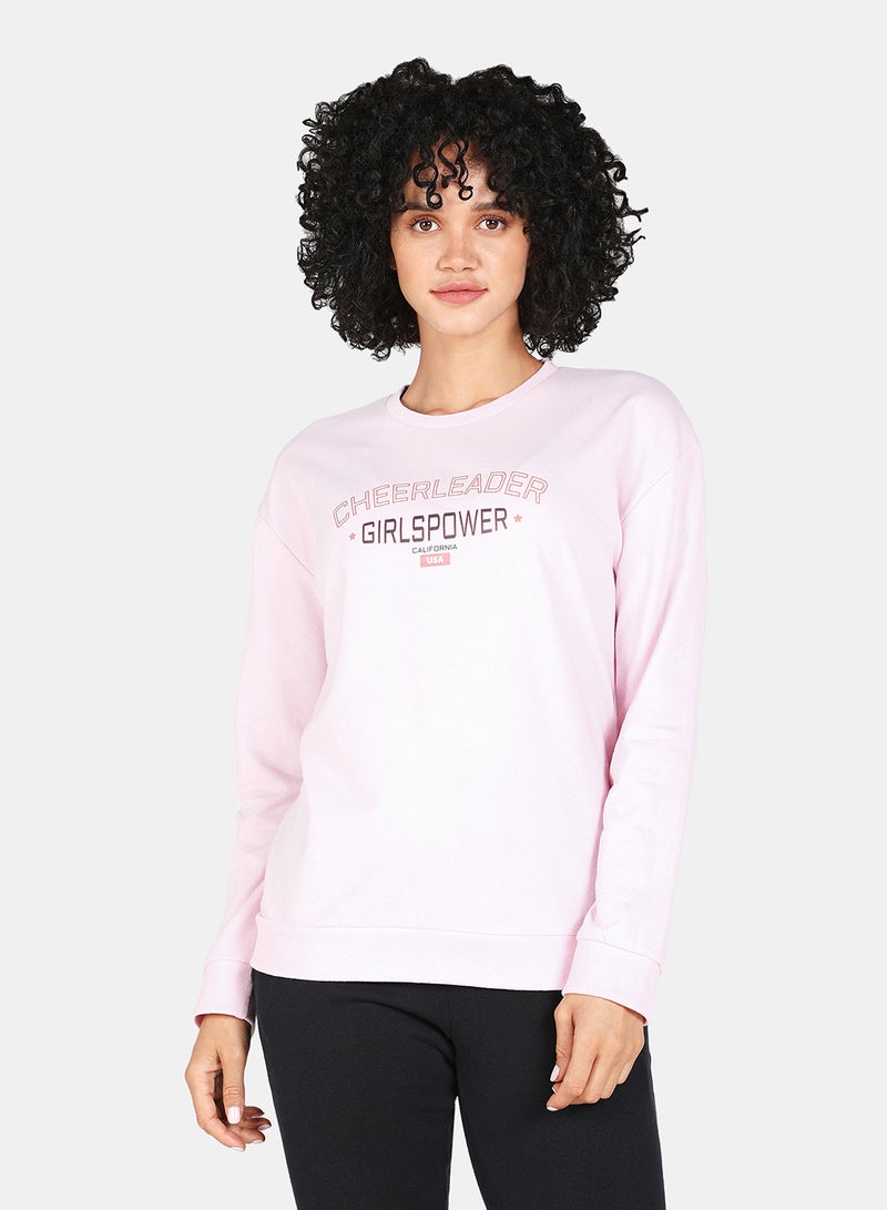 DRIP - Crew Neck Casual Printed Sweatshirt Light Pink - Image 1