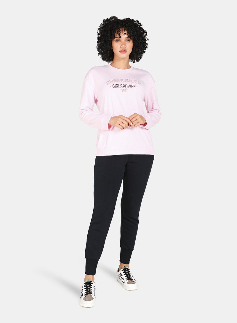 DRIP - Crew Neck Casual Printed Sweatshirt Light Pink - Image 1