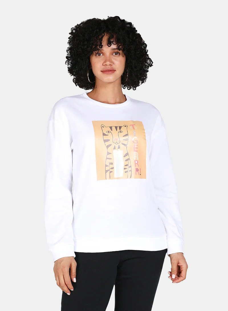 DRIP Tiger Printed Casual Crew Neck Sweatshirt