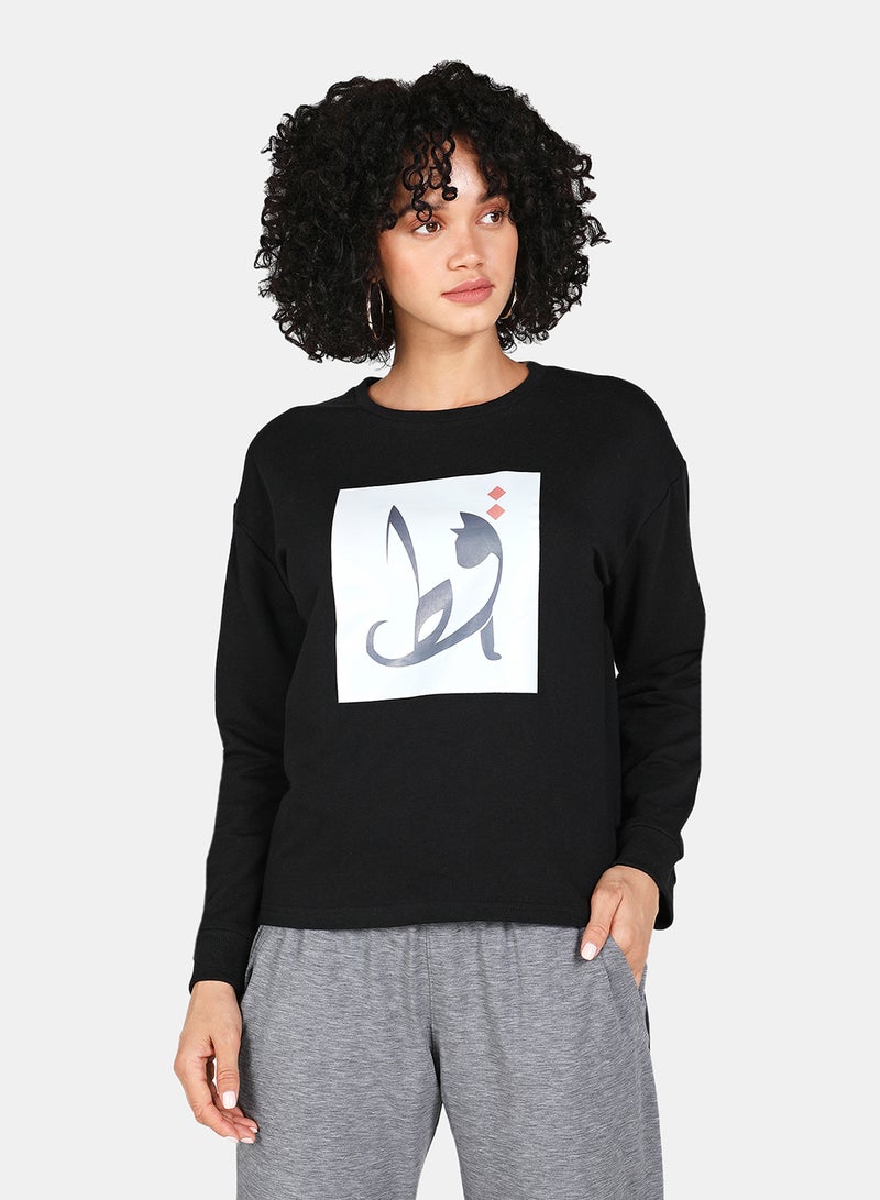 DRIP - Crew Neck Graphic Printed Sweatshirt Black - Image 1