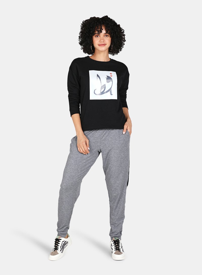 DRIP - Crew Neck Graphic Printed Sweatshirt Black - Image 1