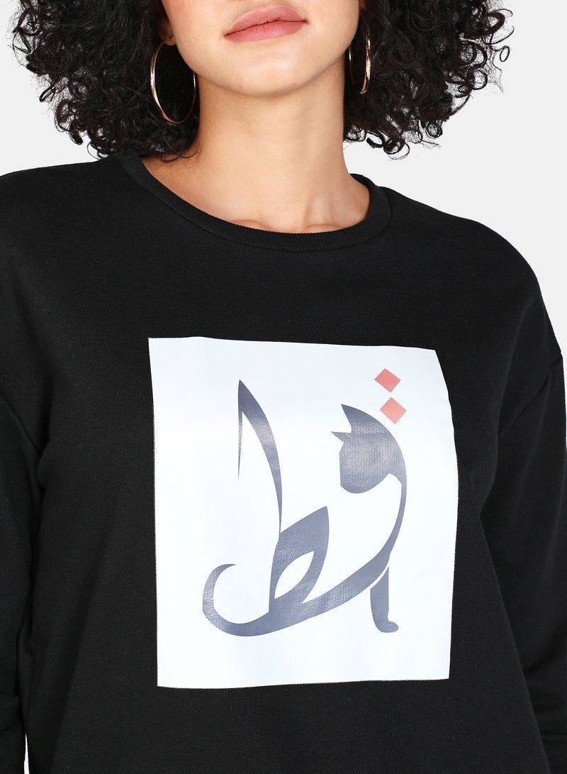 DRIP - Crew Neck Graphic Printed Sweatshirt Black - Image 1