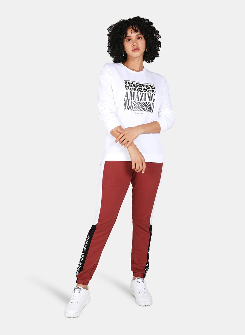 DRIP Amazing Printed Casual Crew Neck Sweatshirt White  - Image 3