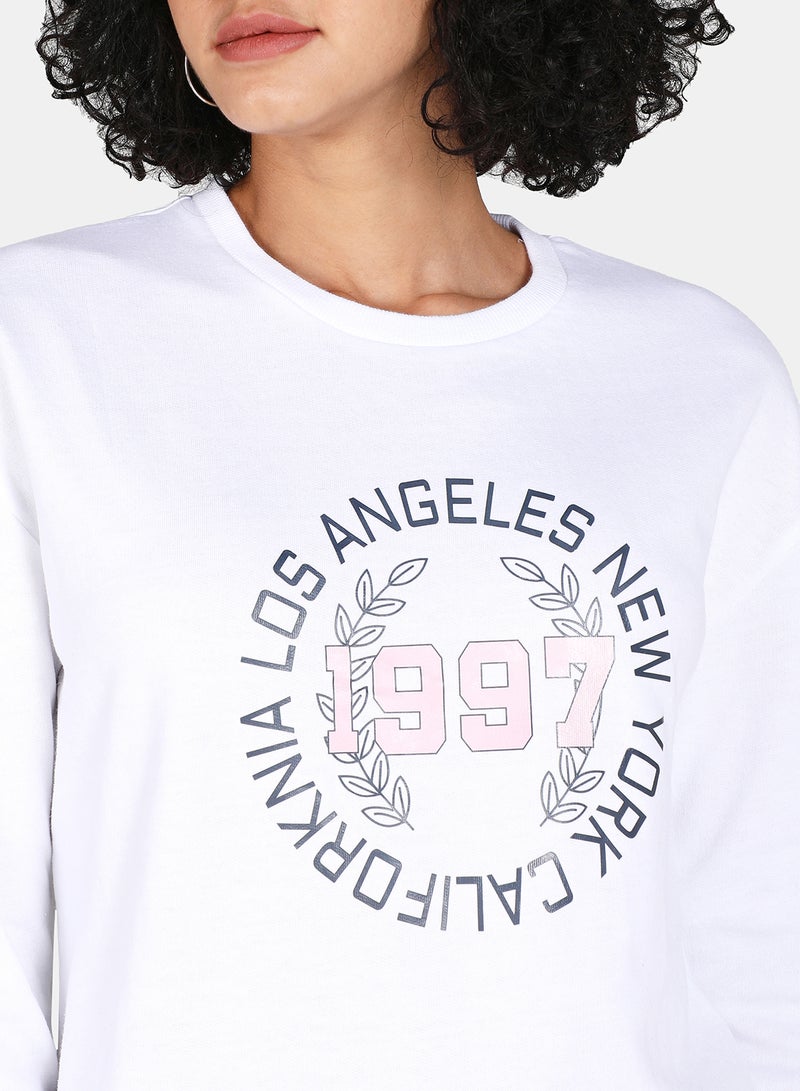 DRIP - Casual Graphic Printed Crew Neck Regular Fit Sweatshirt White - Image 1