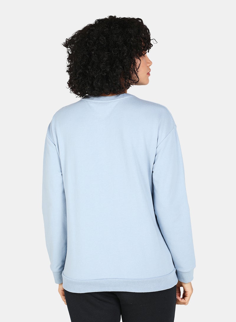 DRIP - Crew Neck Graphic Printed Sweatshirt Blue Fog - Image 1
