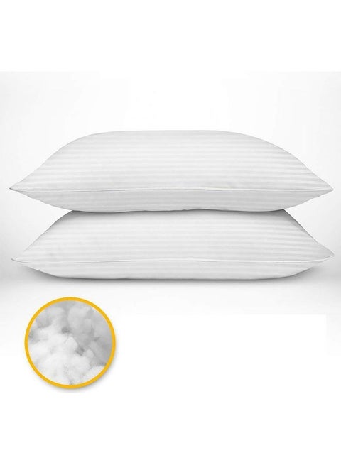 2- Piece Of Comfortable Strip Hotel Pillow Microfiber White 90x50cm