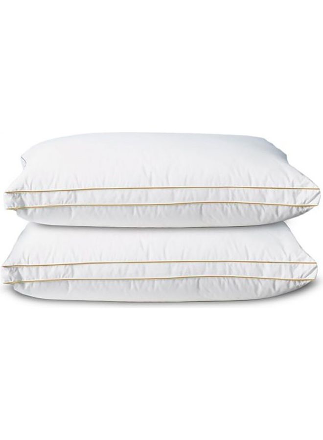 2 Pieces Prime Hotel Pillow with Double Golden Line Microfiber White 90x50cm 