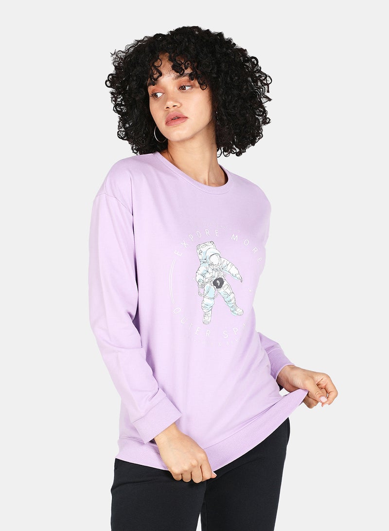 DRIP - Casual Graphic Printed Crew Neck Regular Fit Sweatshirt Orchid Bloom - Image 1