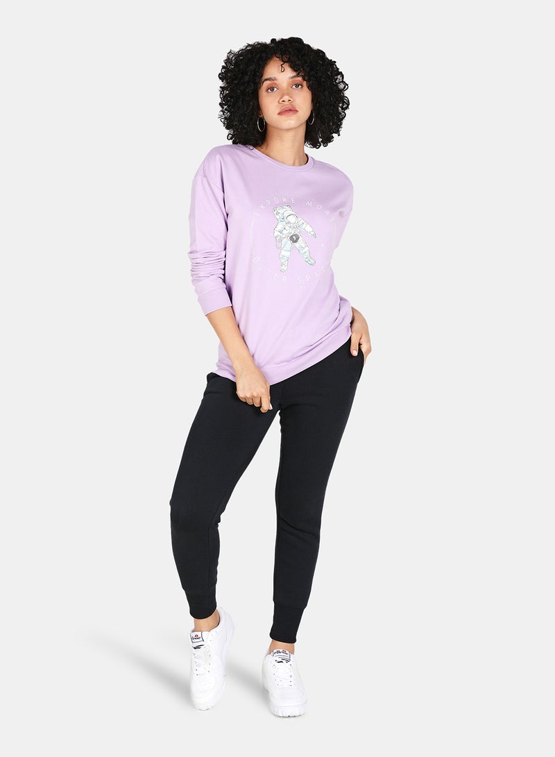 DRIP - Casual Graphic Printed Crew Neck Regular Fit Sweatshirt Orchid Bloom - Image 1