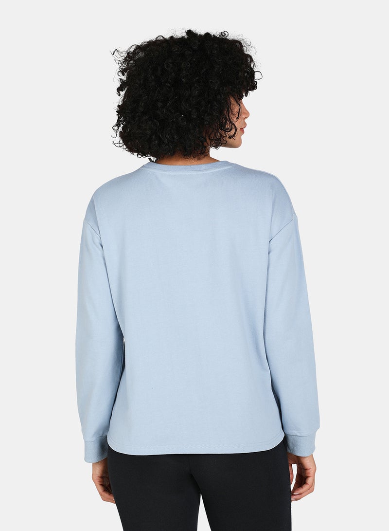 DRIP - Casual Graphic Printed Crew Neck Regular Fit Sweatshirt Blue Fog - Image 1