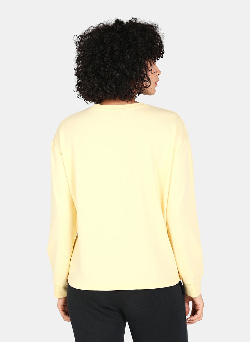 DRIP - Casual Life Is Beautiful Printed Crew Neck Regular Fit Sweatshirt Mellow Yellow - Image 1
