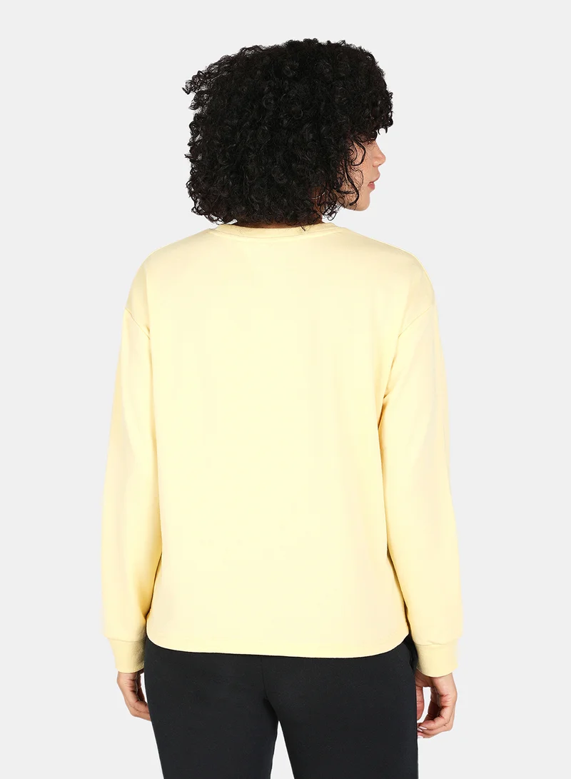 DRIP Casual Graphic Printed Crew Neck Regular Fit Sweatshirt Mellow Yellow