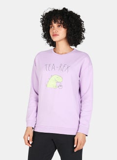 Casual Graphic Printed Crew Neck Regular Fit Sweatshirt Orchid Bloom
