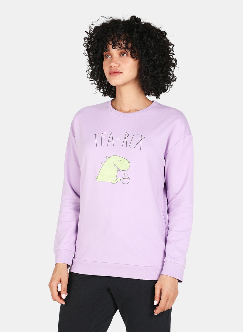 DRIP - Casual Graphic Printed Crew Neck Regular Fit Sweatshirt Orchid Bloom - Image 1