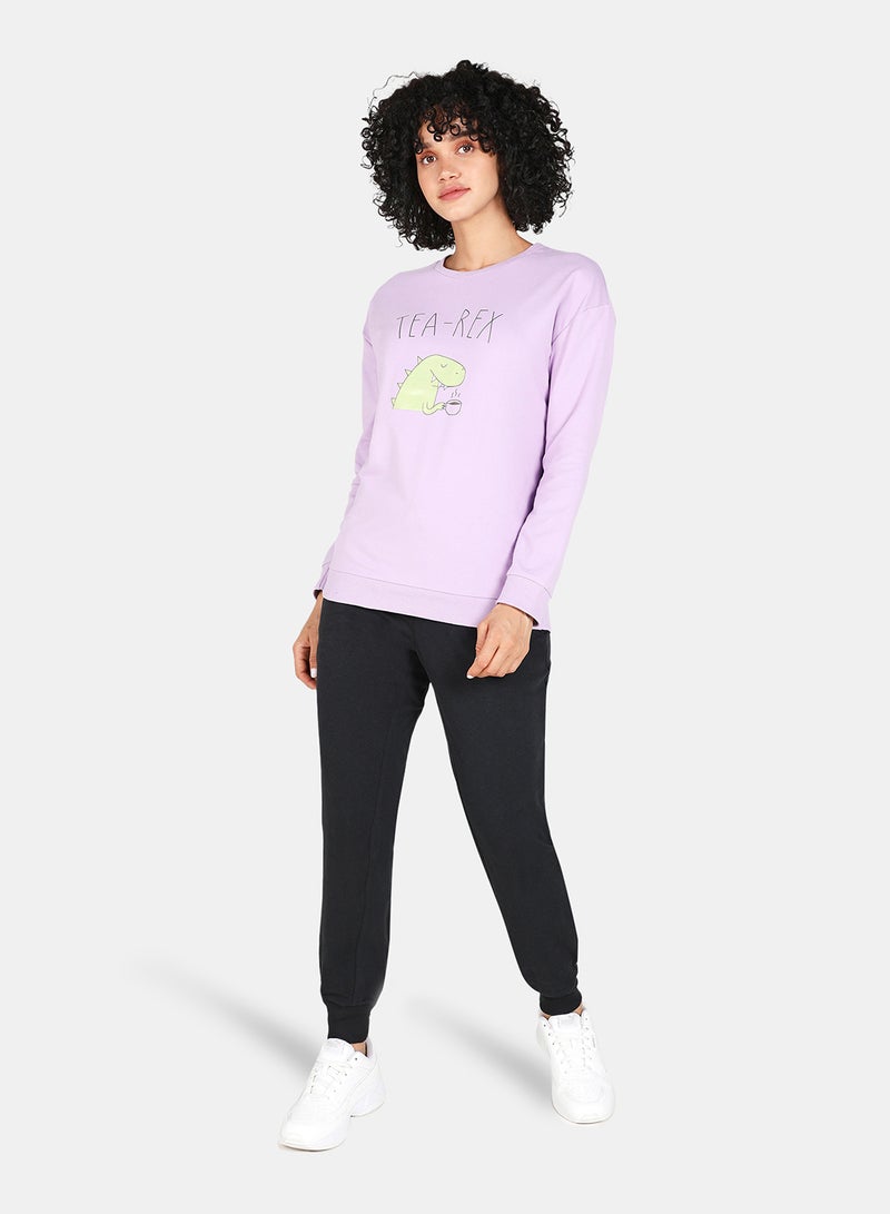 DRIP - Casual Graphic Printed Crew Neck Regular Fit Sweatshirt Orchid Bloom - Image 1