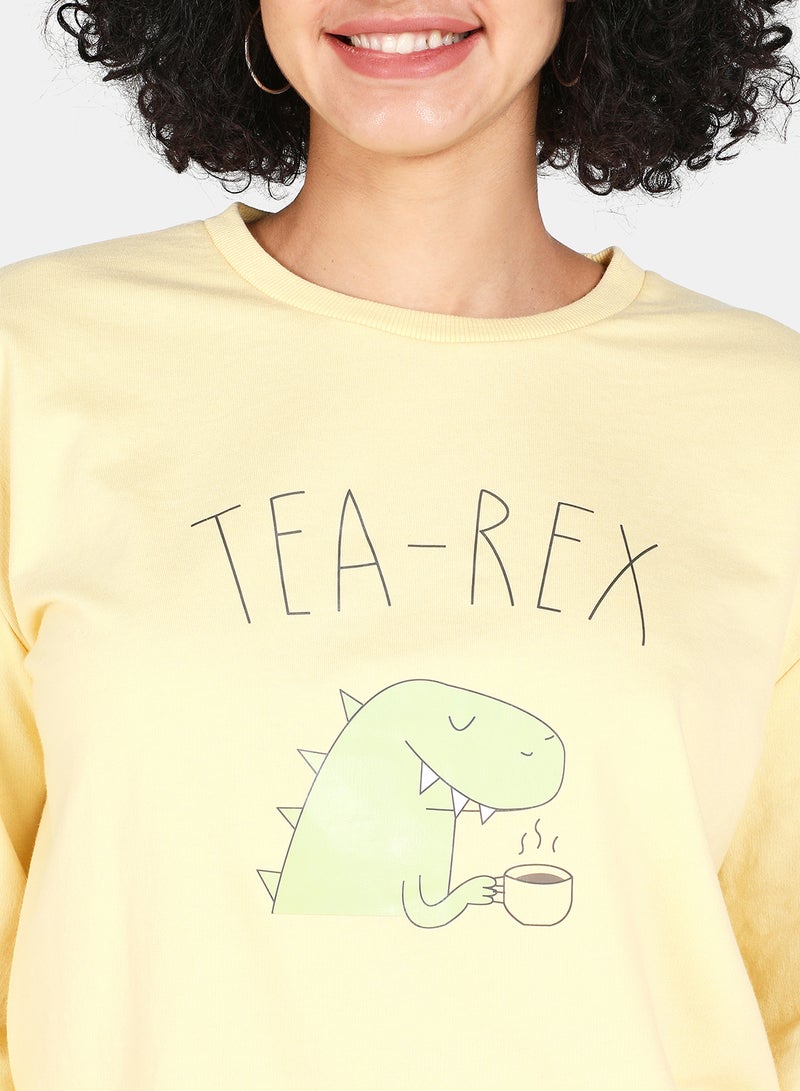 DRIP - Casual Graphic Printed Crew Neck Regular Fit Sweatshirt Mellow Yellow - Image 1