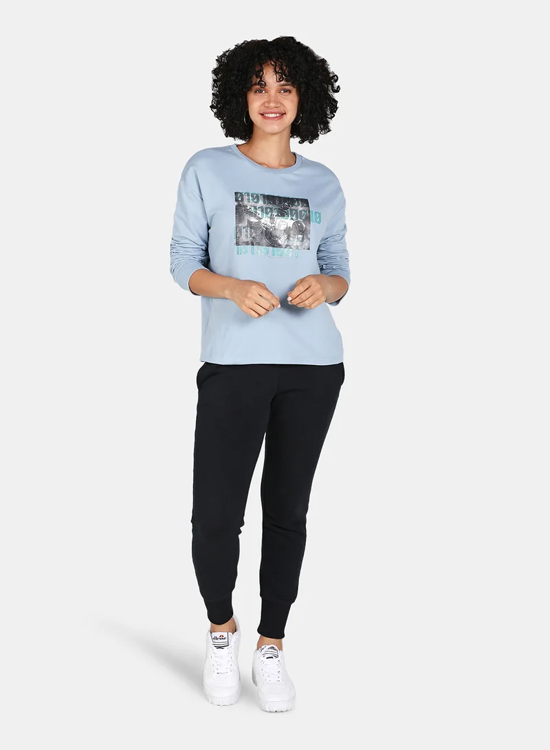 DRIP Casual Graphic Printed Crew Neck Regular Fit Sweatshirt Blue Fog