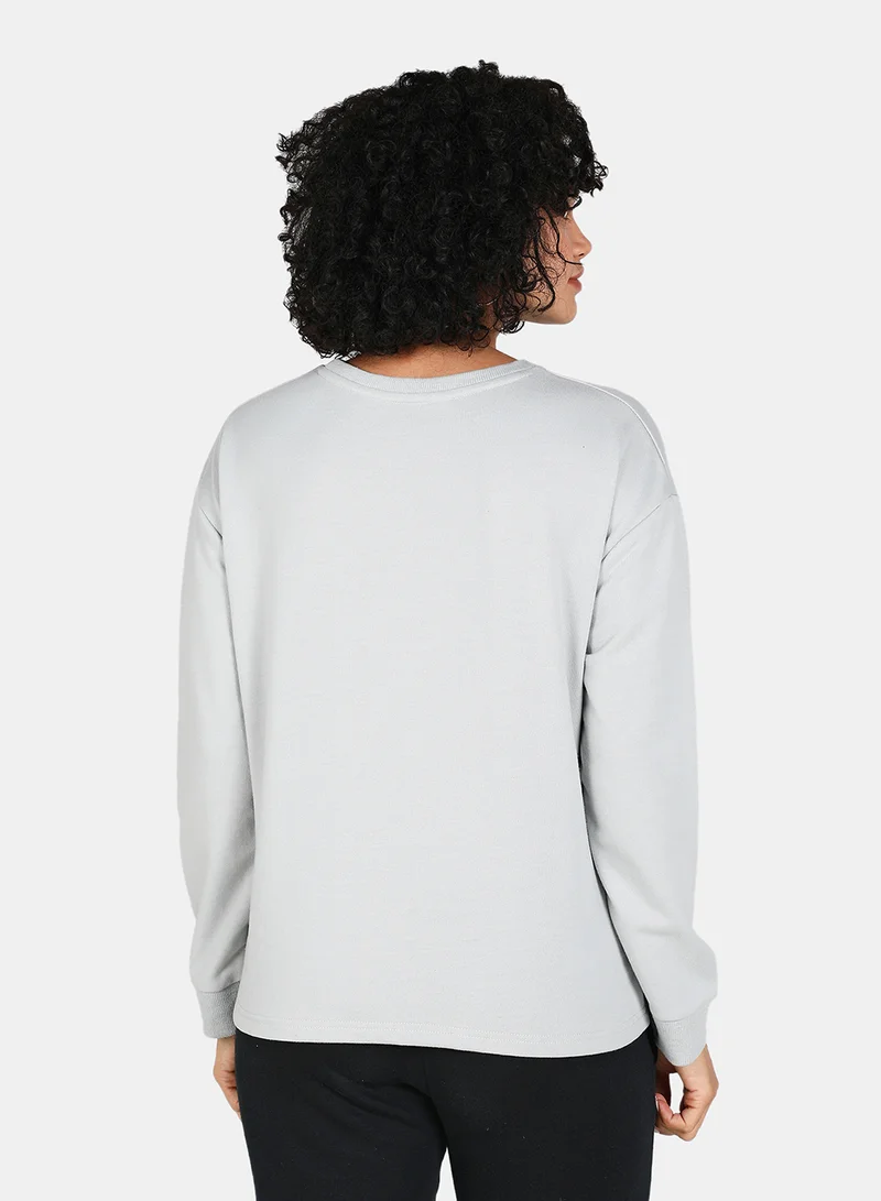 DRIP Casual Graphic Printed Crew Neck Regular Fit Sweatshirt Grey