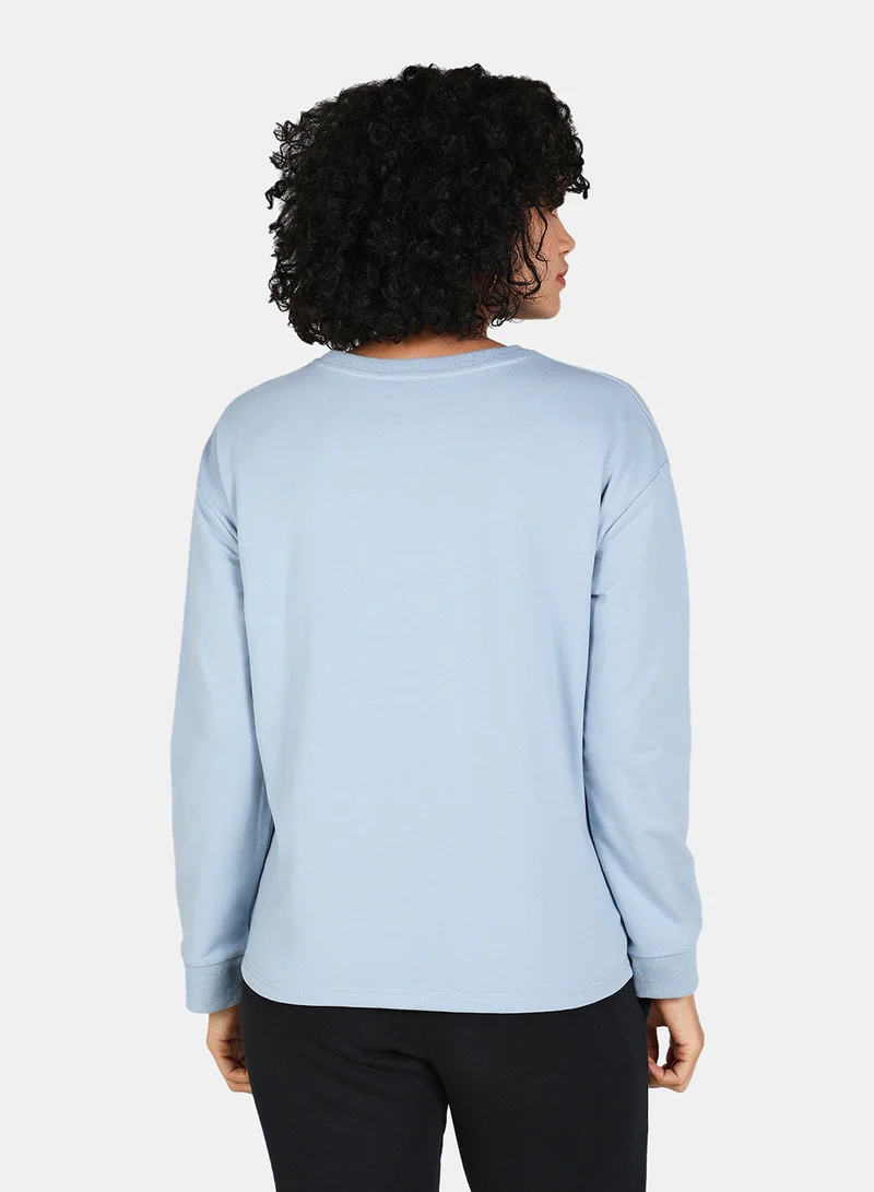 DRIP Casual Graphic Printed Crew Neck Regular Fit Sweatshirt Blue Fog