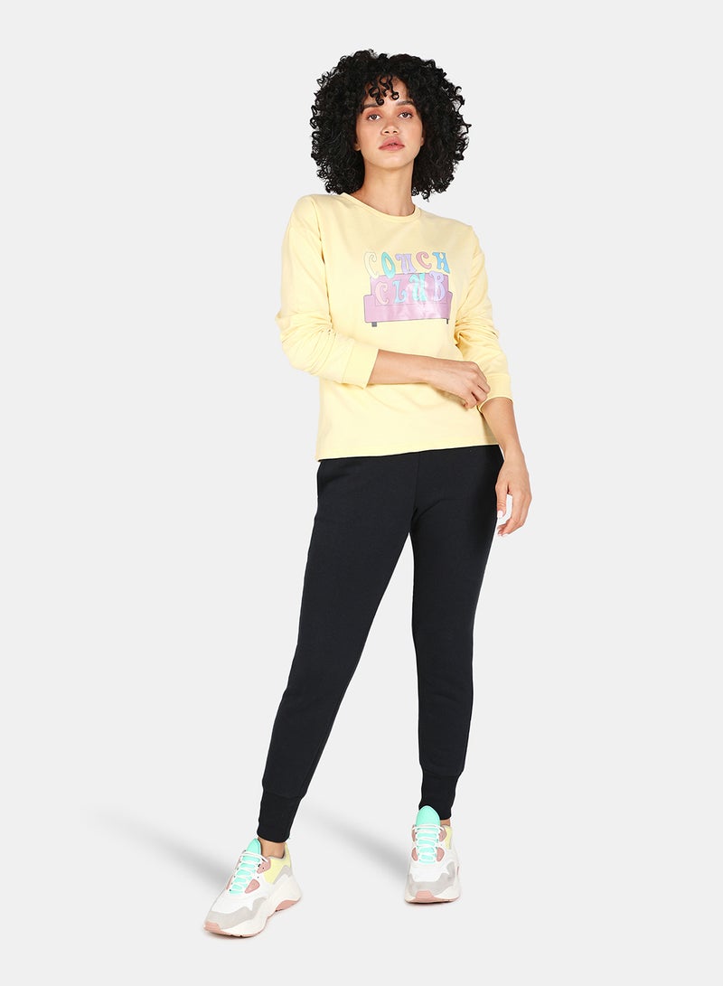 DRIP Casual Graphic Printed Crew Neck Regular Fit Sweatshirt Mellow Yellow  - Image 3