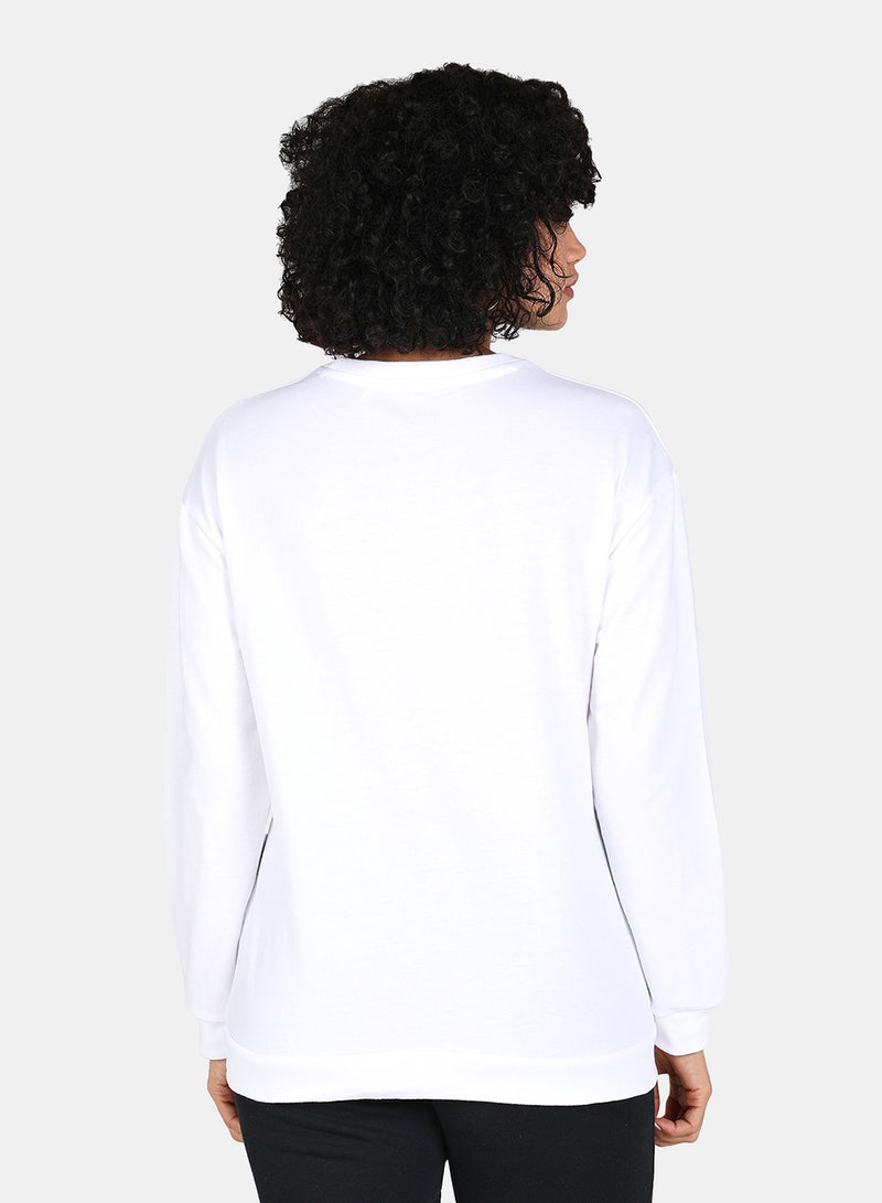 DRIP - Casual Relativity Trip Printed Crew Neck Regular Fit Sweatshirt White - Image 1