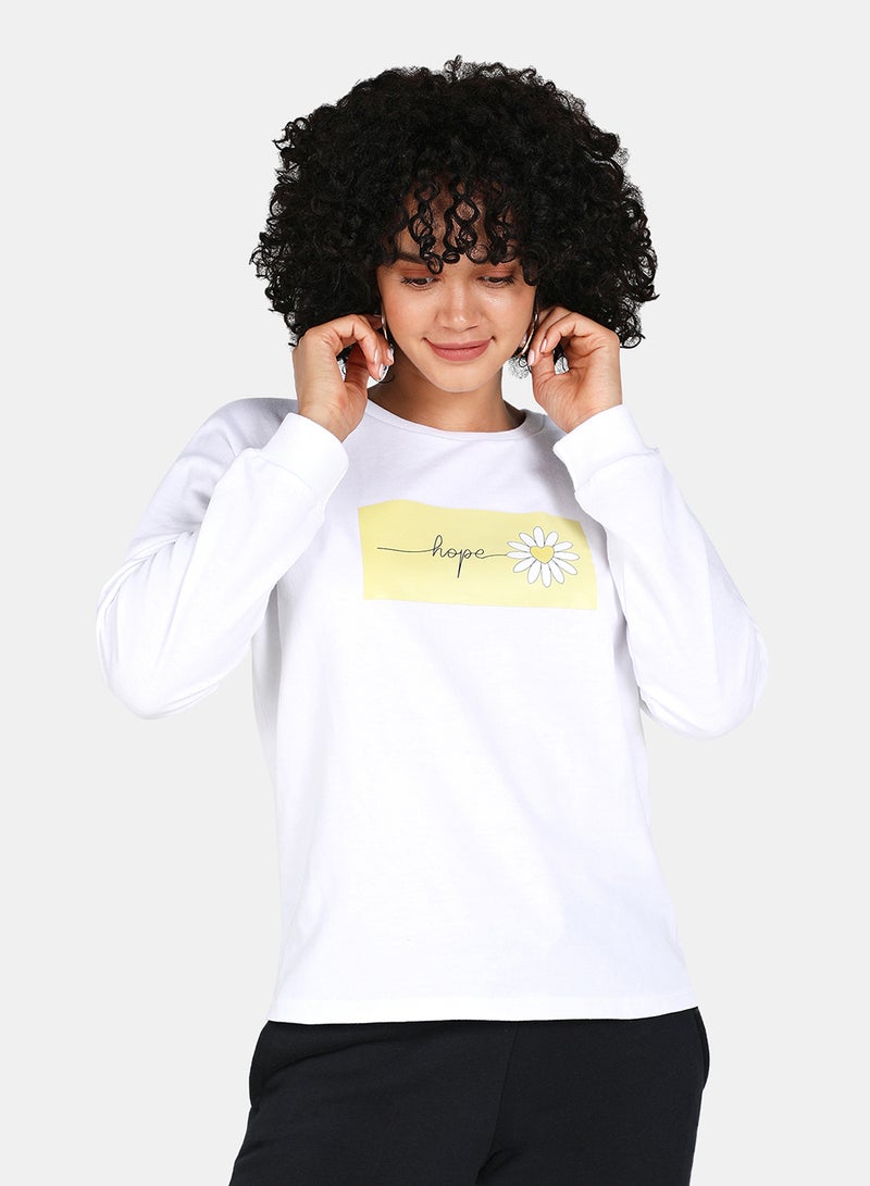 DRIP Casual Graphic Printed Crew Neck Regular Fit Sweatshirt White  - Image 1