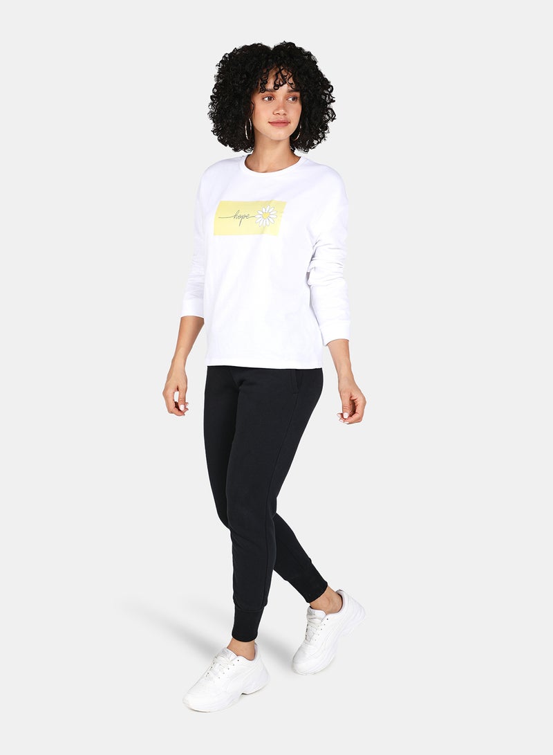 DRIP Casual Graphic Printed Crew Neck Regular Fit Sweatshirt White  - Image 3