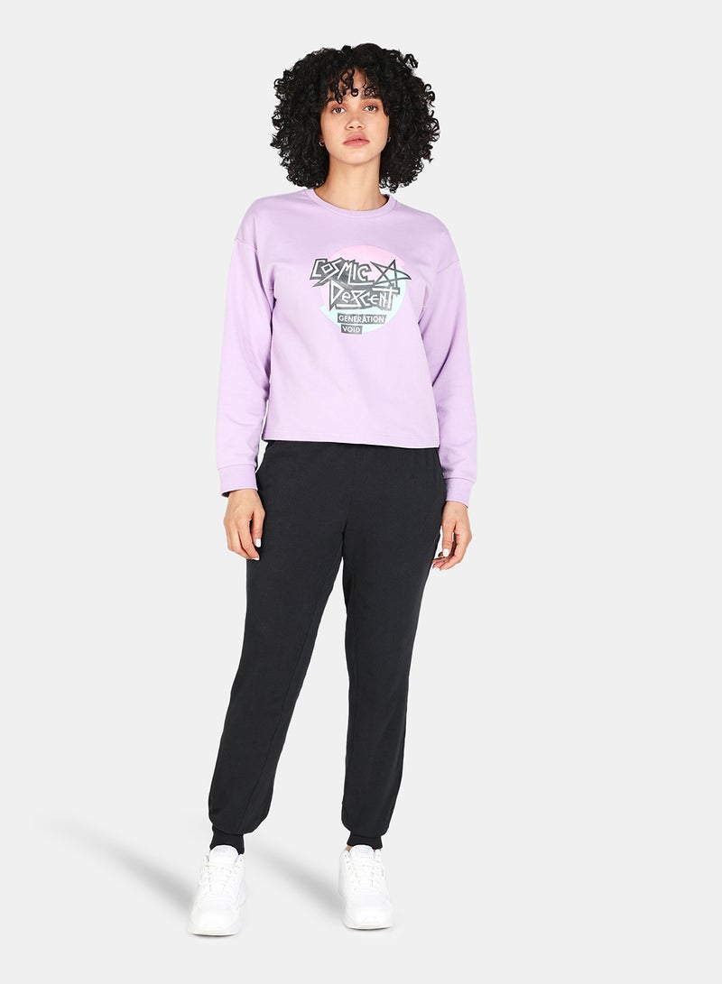 Casual Graphic Printed Crew Neck Regular Fit Sweatshirt Orchid Bloom - v1629347838/N49187837V_3