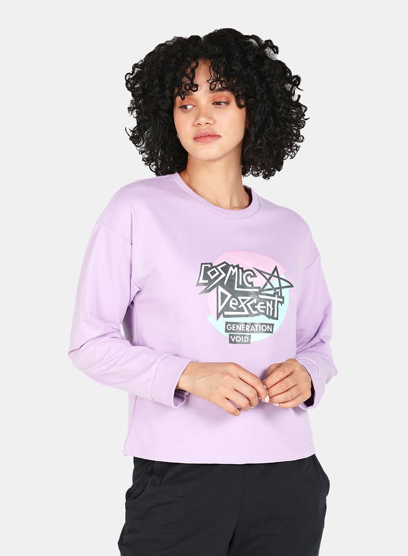 Casual Graphic Printed Crew Neck Regular Fit Sweatshirt Orchid Bloom - v1629347839/N49187837V_1