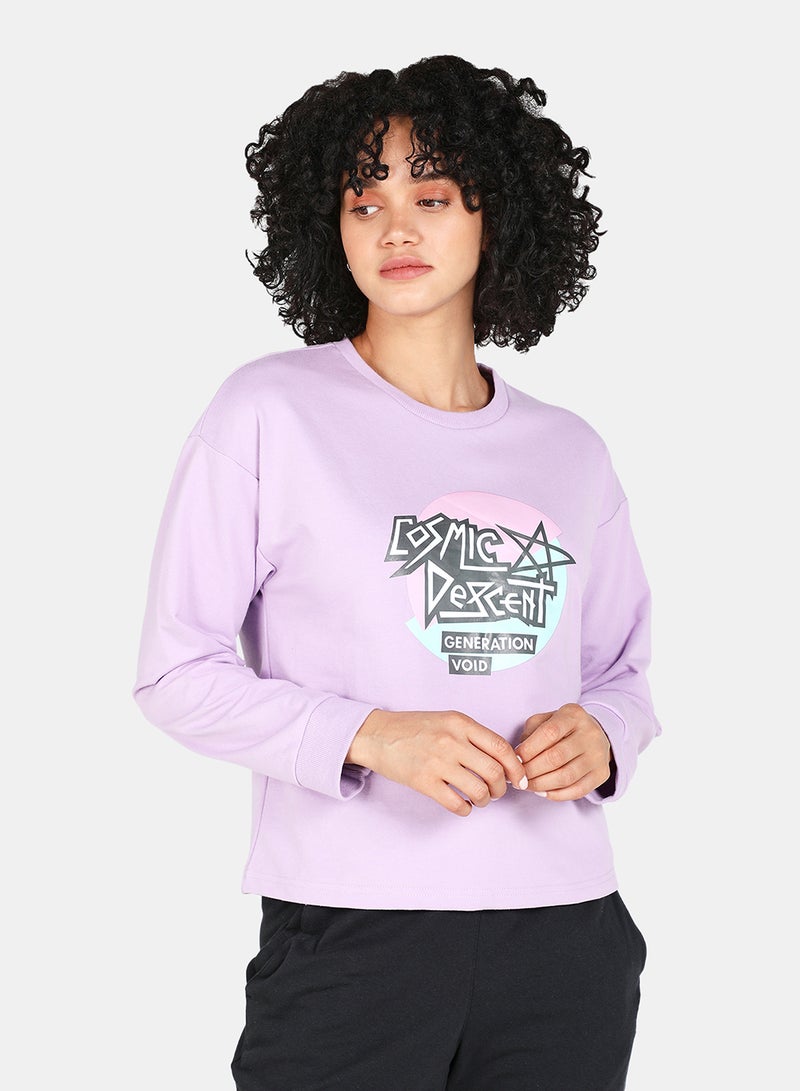 DRIP - Casual Graphic Printed Crew Neck Regular Fit Sweatshirt Orchid Bloom - Image 1