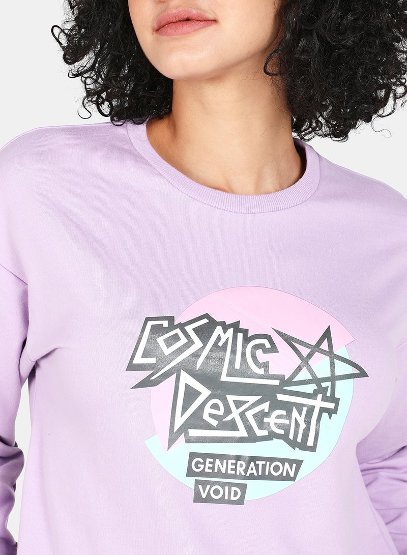 DRIP - Casual Graphic Printed Crew Neck Regular Fit Sweatshirt Orchid Bloom - Image 1
