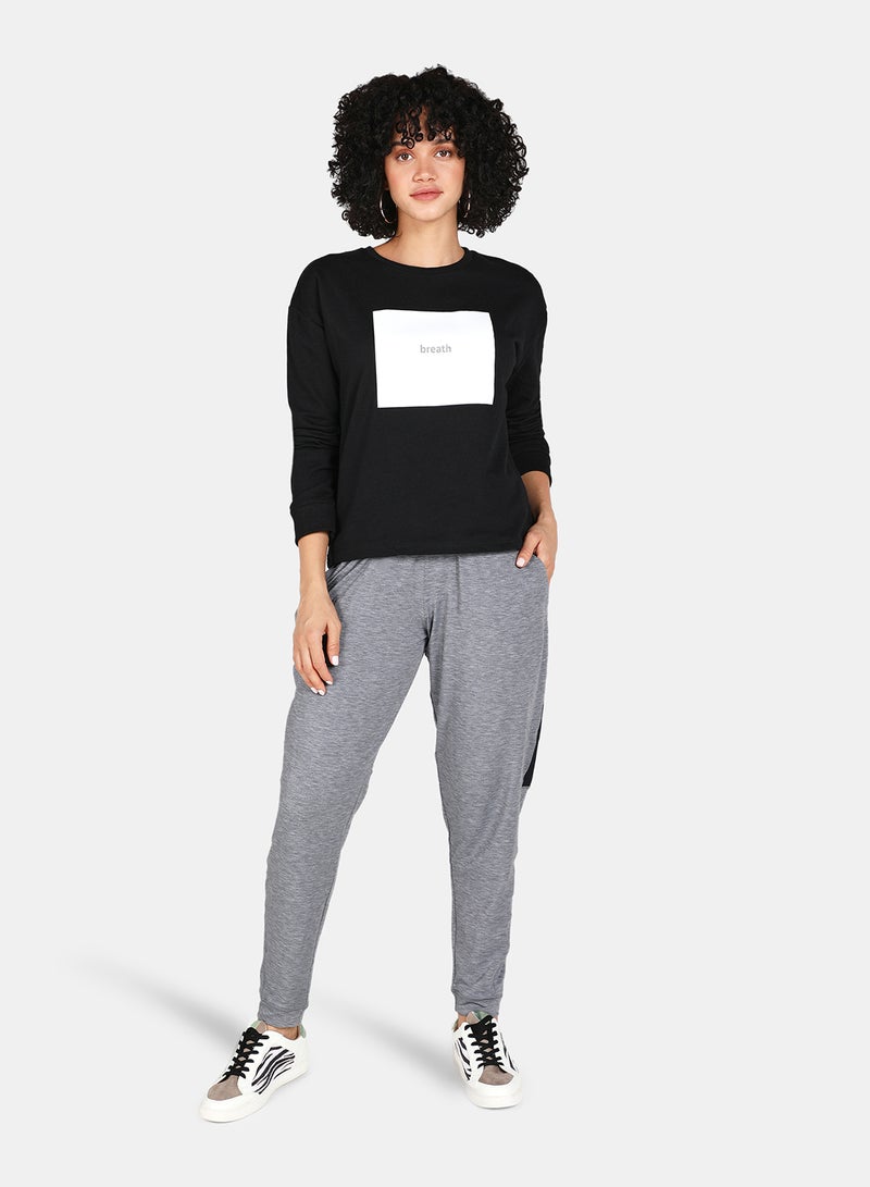 DRIP - Casual Graphic Printed Crew Neck Regular Fit Sweatshirt Black - Image 1