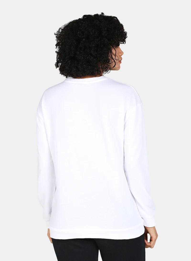 DRIP Casual Graphic Printed Crew Neck Regular Fit Sweatshirt White