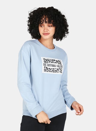 Casual Graphic Printed Crew Neck Regular Fit Sweatshirt Blue Fog - v1629347840/N49187838V_1