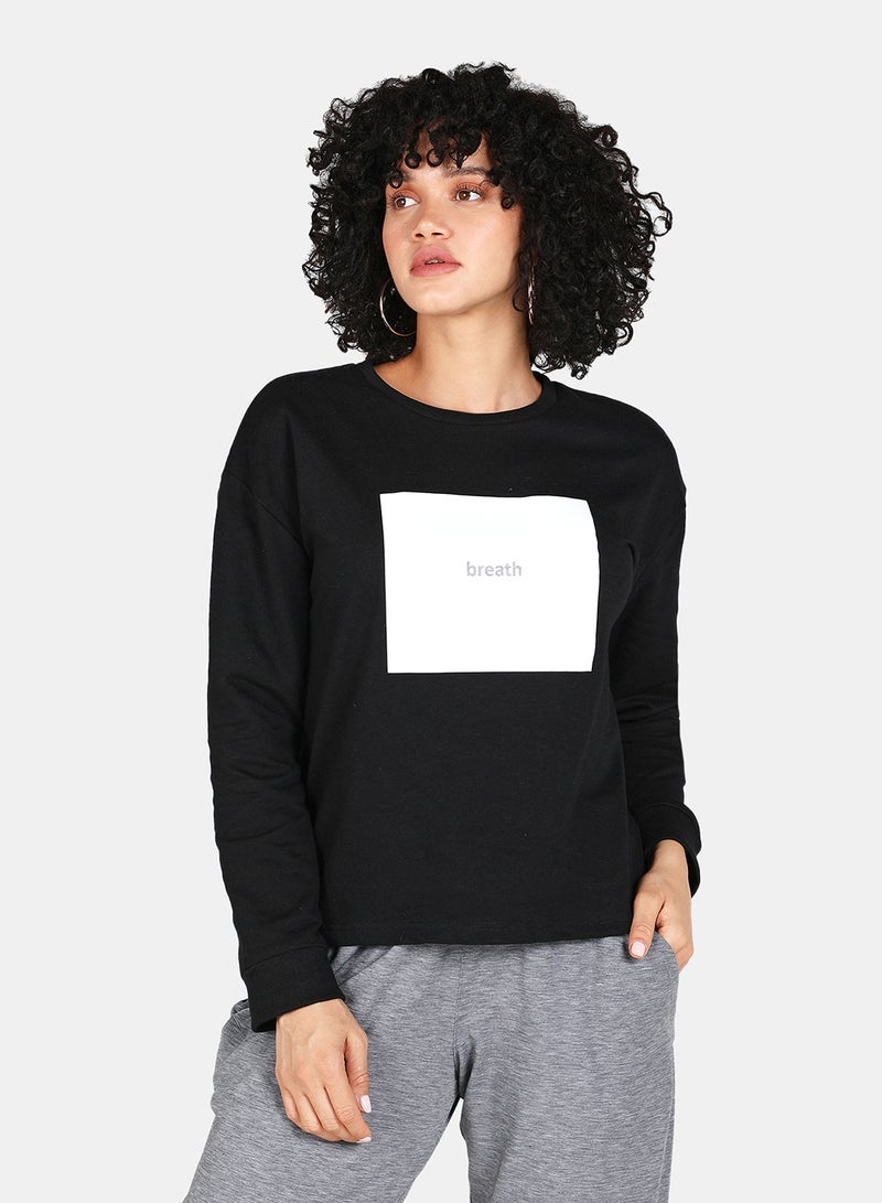 DRIP - Casual Graphic Printed Crew Neck Regular Fit Sweatshirt Black - Image 1
