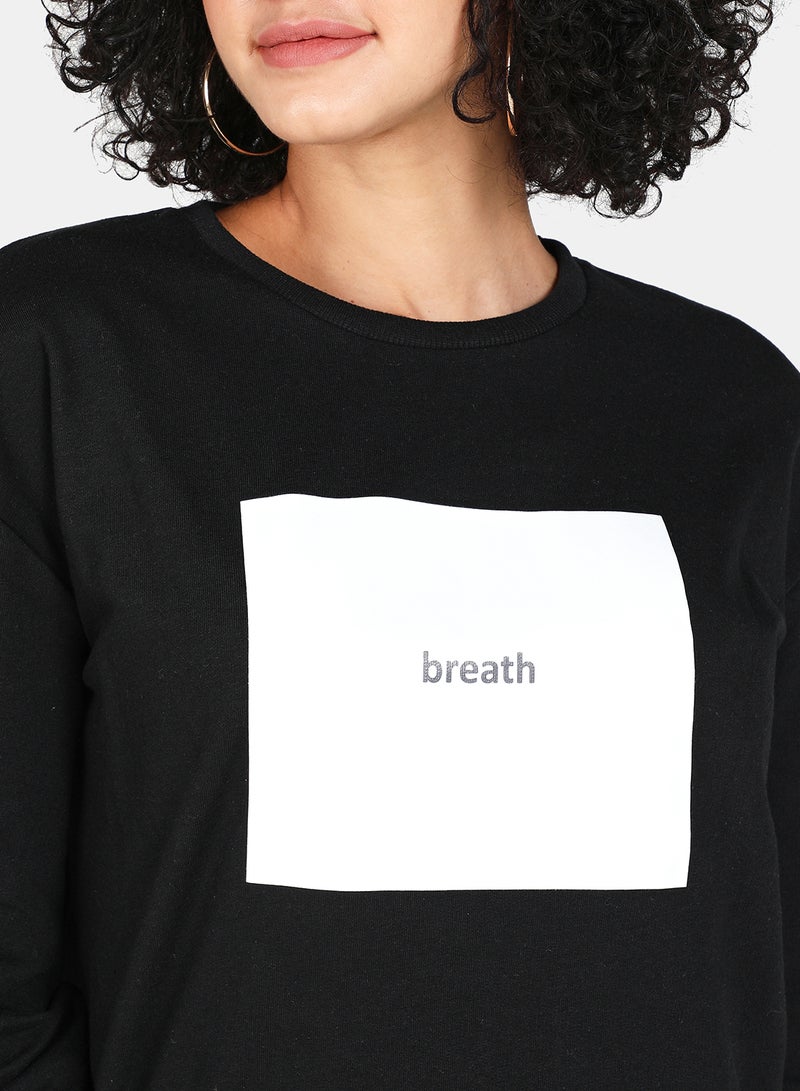 DRIP - Casual Graphic Printed Crew Neck Regular Fit Sweatshirt Black - Image 1