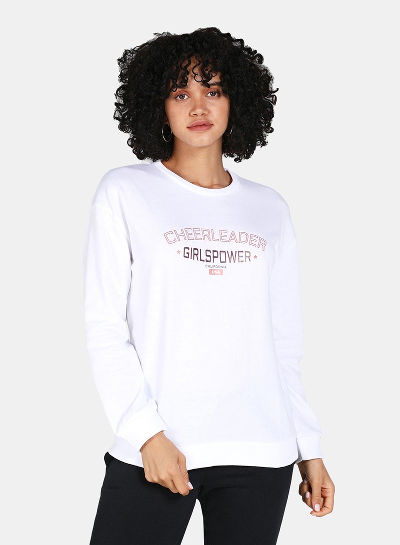 DRIP Casual Graphic Printed Crew Neck Regular Fit Sweatshirt White  - Image 1
