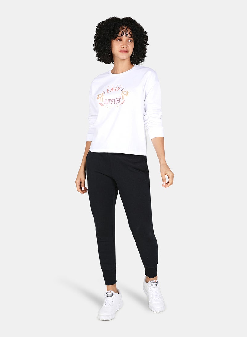 DRIP - Casual Easy Livin Printed Crew Neck Regular Fit Sweatshirt White - Image 1