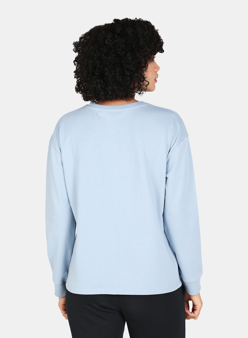 DRIP - Casual Graphic Printed Crew Neck Regular Fit Sweatshirt Blue Fog - Image 1