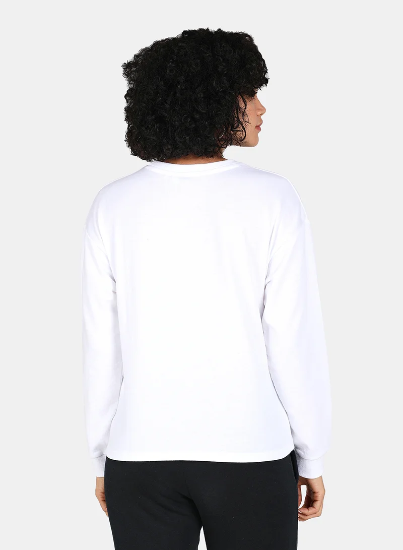 DRIP Casual Easy Livin Printed Crew Neck Regular Fit Sweatshirt White