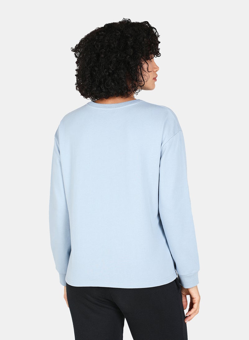 DRIP - Casual Graphic Printed Crew Neck Regular Fit Sweatshirt Blue Fog - Image 1