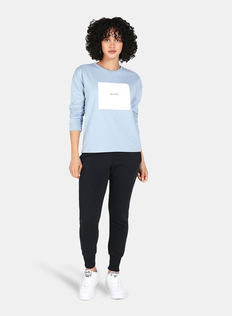 DRIP - Casual Graphic Printed Crew Neck Regular Fit Sweatshirt Blue Fog - Image 1