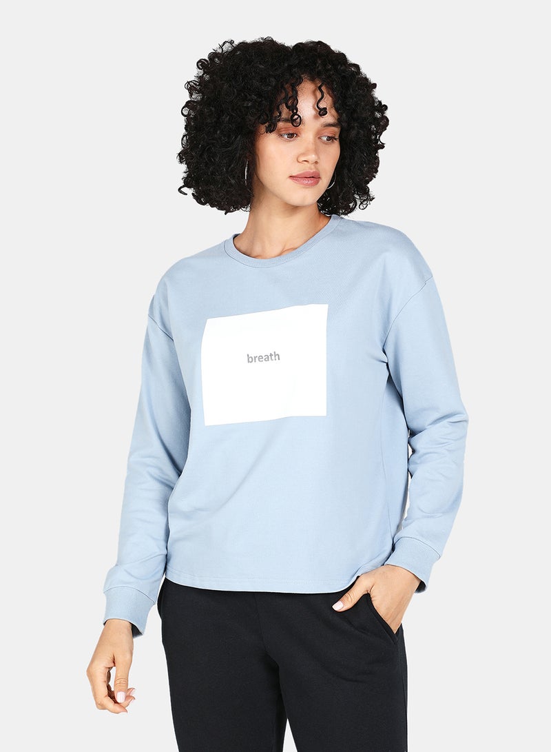 DRIP - Casual Graphic Printed Crew Neck Regular Fit Sweatshirt Blue Fog - Image 1