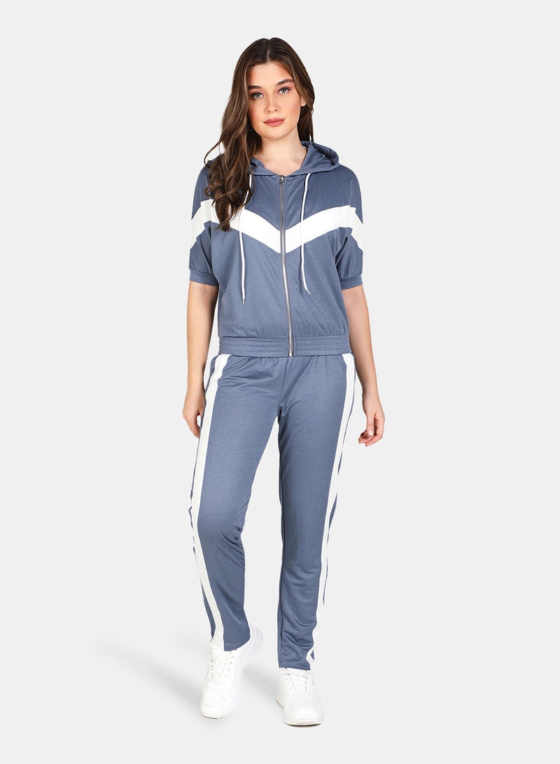 DRIP - Casual Side Stripe Joggers Blue - Image 1