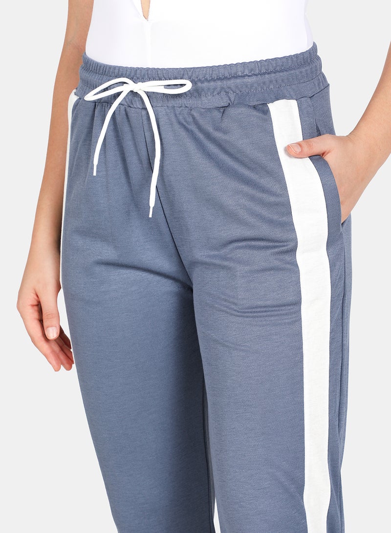 DRIP - Casual Side Stripe Joggers Blue - Image 1