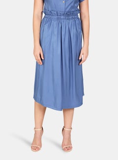 Shiny Midi Skirt Blue
