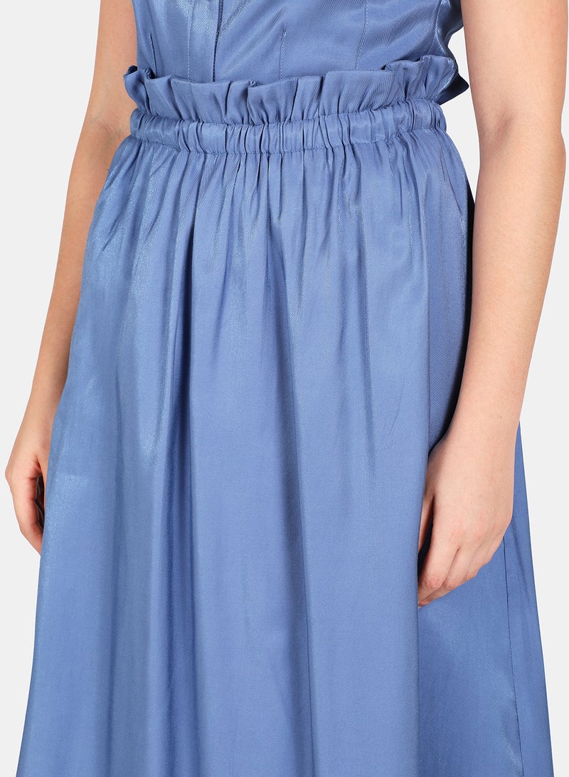 DRIP - Shiny Midi Skirt Blue - Image 1