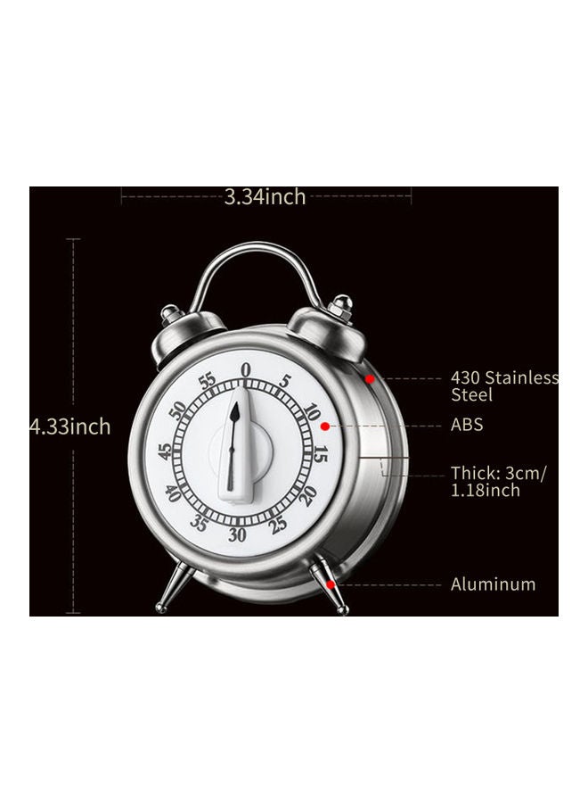 Generic - Kitchen 55min Countdown Mechanical Timer Silver - Image 1
