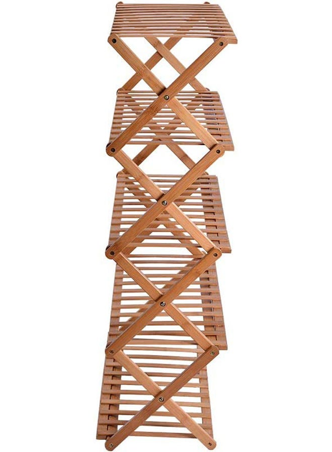 LINGWEI - 5-Tier Wooden Foldable Shelf Storage Organizer Shoe Rack Beige 25x70x88cm - Image 1
